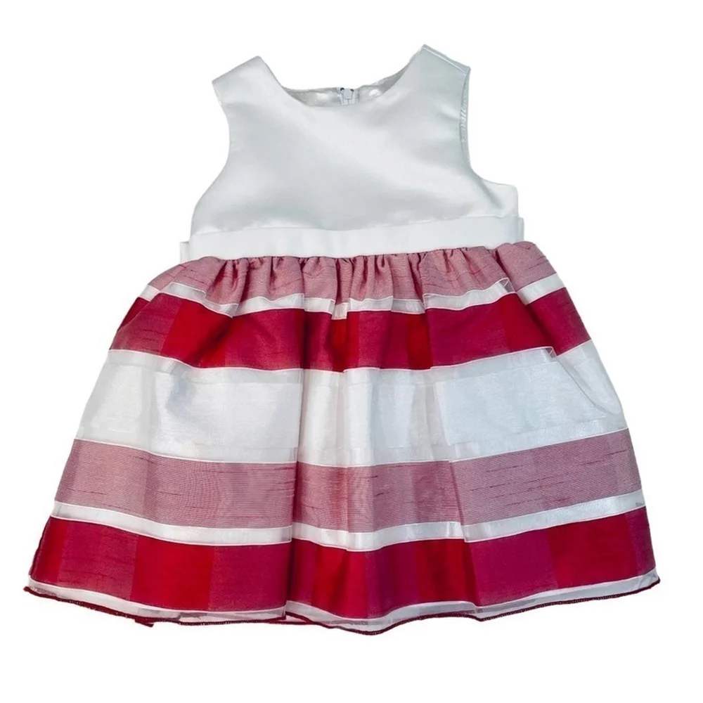 Couture Princess Red White Striped Dress 24 Months